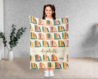 Custom Name Reading Blanket Retro Book Lover Throw Cozy Personalized Gift Soft Library Inspired Decor for Home
