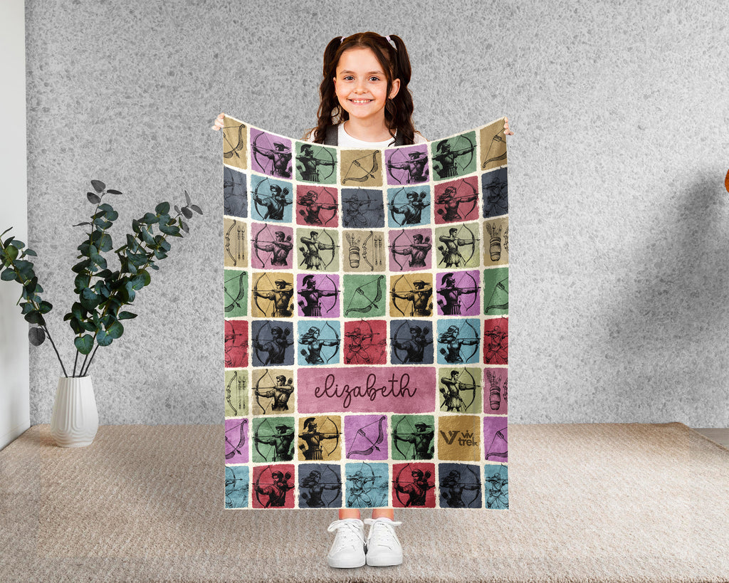 Personalized Archery Blanket, Custom Archer Throw, Cozy Sports Gift Decor, Rustic Bow Lover Blanket for Couch Bed