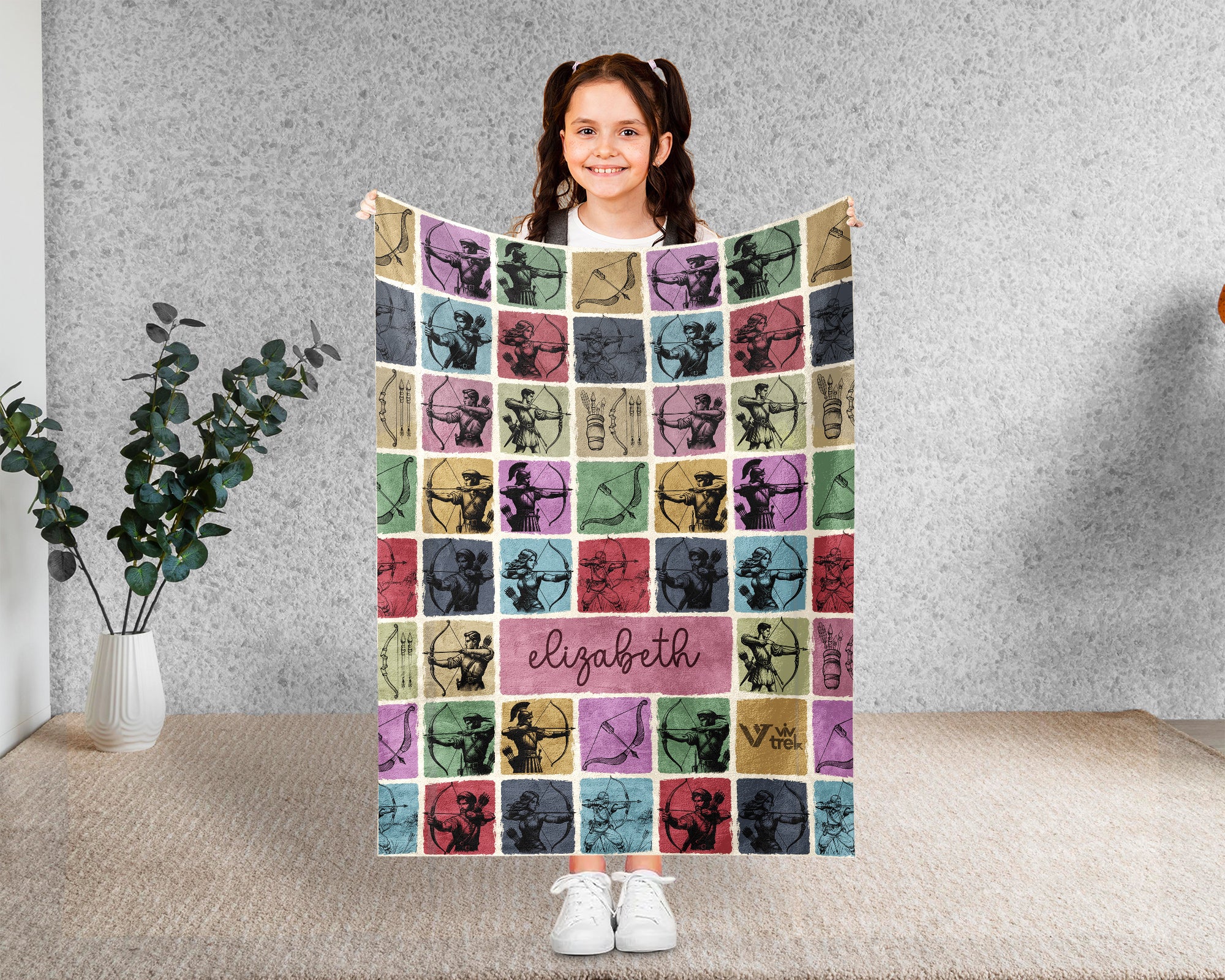 Personalized Archery Blanket, Custom Archer Throw, Cozy Sports Gift Decor, Rustic Bow Lover Blanket for Couch Bed