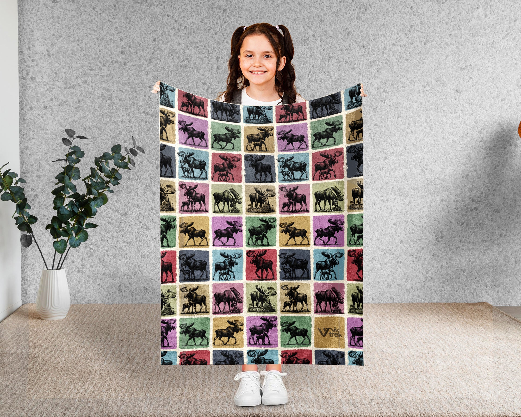 Vintage Moose Throw Blanket – Cozy Wildlife Gift for Animal Lovers