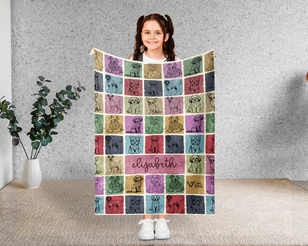 Personalized Name Dog Blanket – Cozy Vintage Throw for Dog Lovers