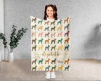 Personalized Weimaraner Dog Throw Custom Name Pet Lover Blanket Retro Silver Ghost Breed Design Unique Cozy Home Accent Gift