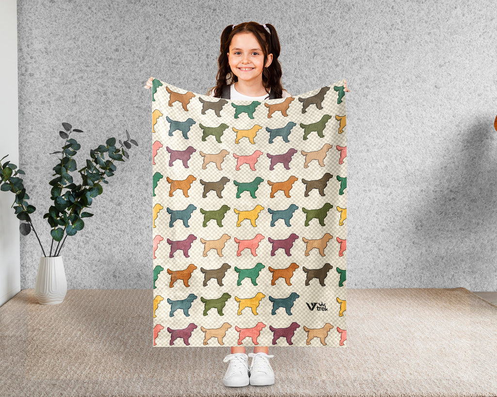 Retro Boykin Spaniel Dog Throw Blanket, Waterfowl Hunter Gift, Sporting Breed Cozy Home Decor and Cabin Accessory