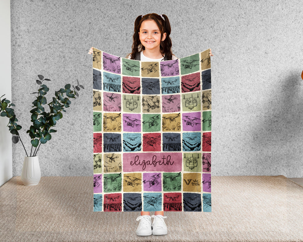 Custom Name Drone Racing Blanket – Personalized Tech Lover Throw