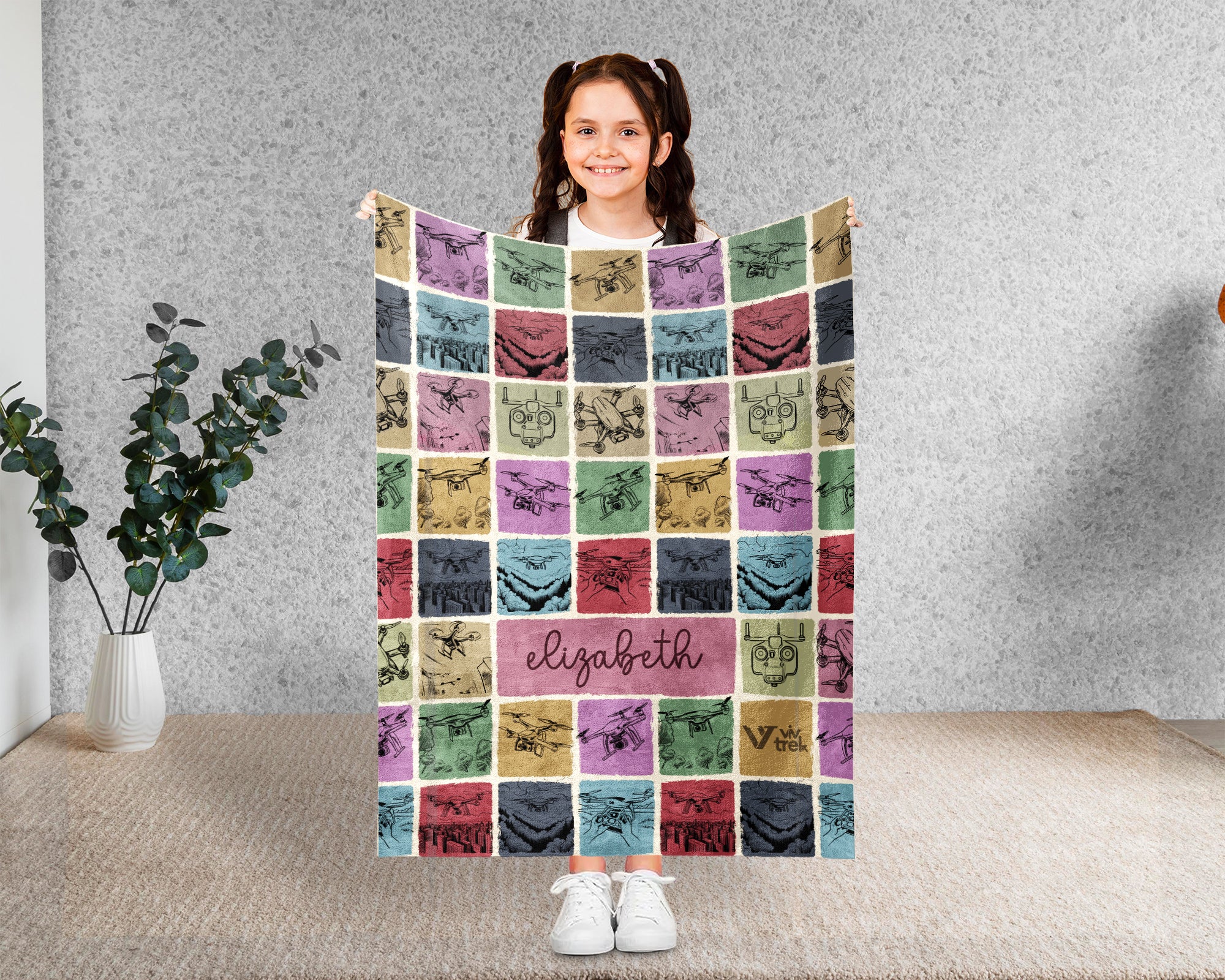 Custom Name Drone Racing Blanket – Personalized Tech Lover Throw