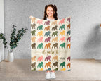 Custom Name Bulldog Blanket – Vintage Style Dog Lover Throw Gift