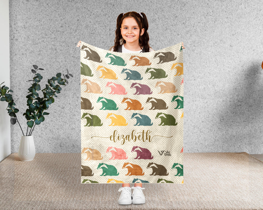 Custom Name Honey Badger Blanket – Personalized Cozy Throw for Nature Fans