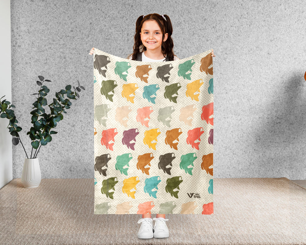 Retro Fishing Throw Cozy Angler Blanket Soft Outdoor Decor Unique Fisherman Gift for Cabin Adventure Lovers