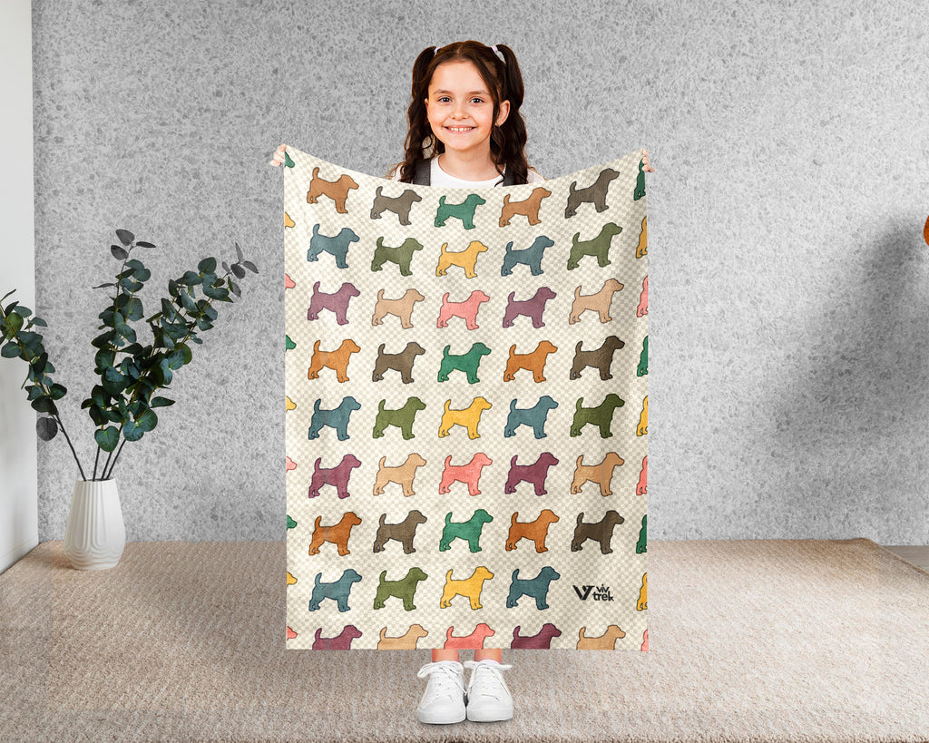 Retro Jack Russell Terrier Throw Blanket for Couch, Puppy Lover Gift, JRT Cozy Home Decor and Soft Canine Accent