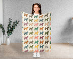 Retro Jack Russell Terrier Throw Blanket for Couch, Puppy Lover Gift, JRT Cozy Home Decor and Soft Canine Accent