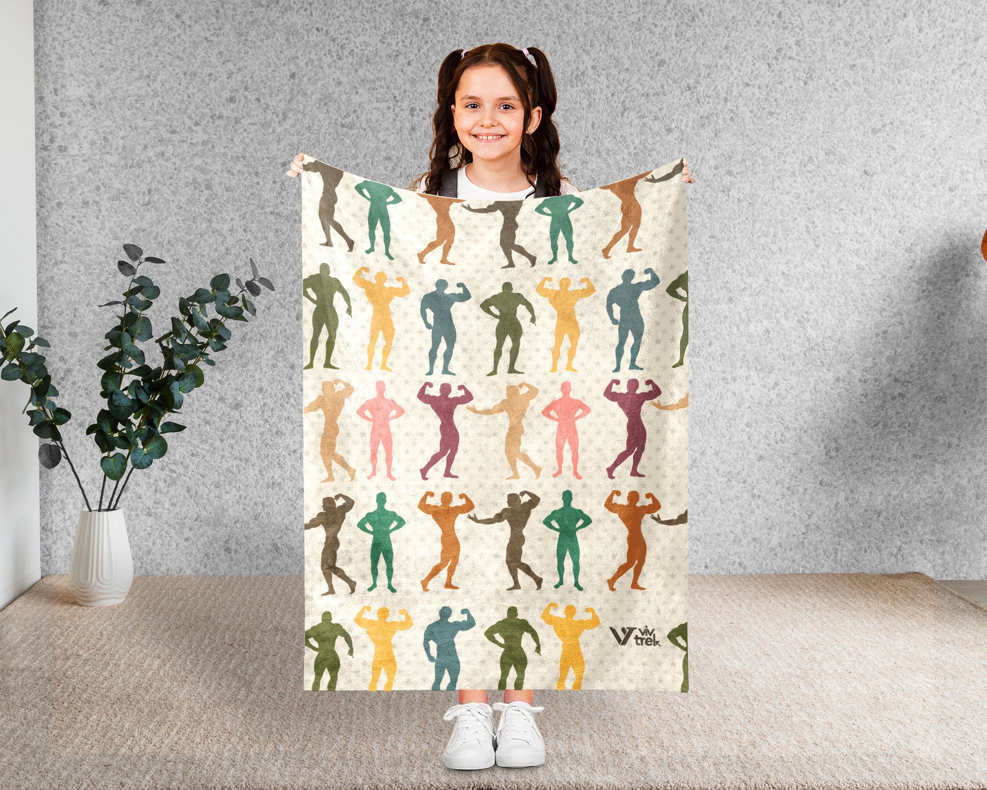 Retro Bodybuilding Blanket, Gym Lover Fitness Throw Gift