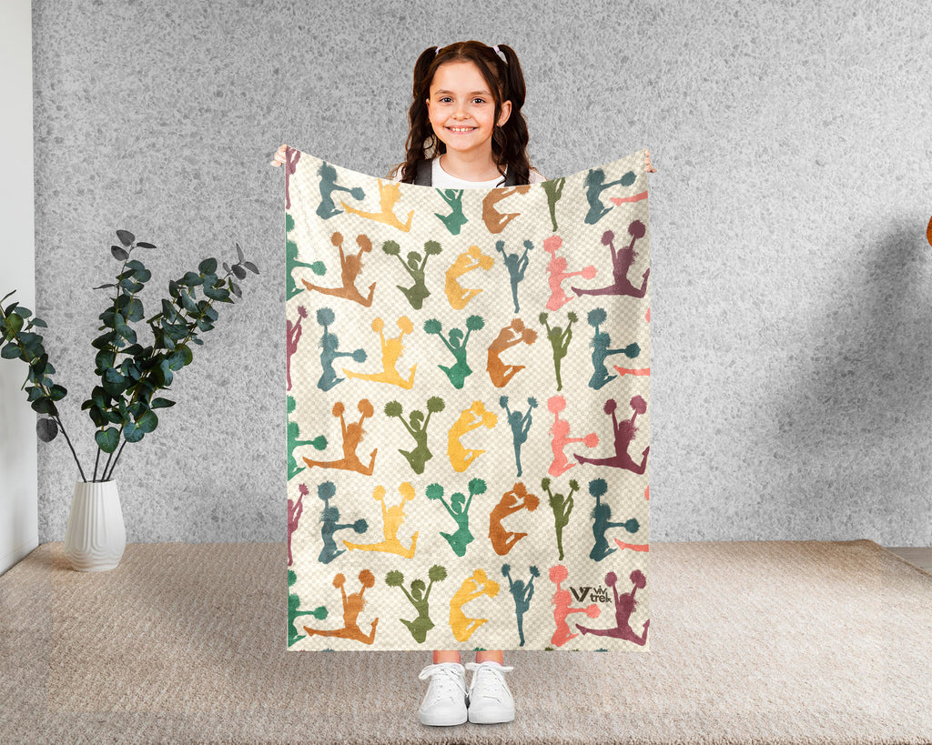 Retro Cheerleading Blanket Cozy Cheerleader Throw Sporty Fleece Blanket Cheer Fan Gift Home Decor Idea for Game Day Couch Bedroom