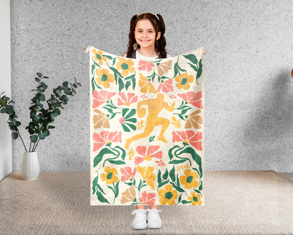 Floral Rugby Player Blanket – Cozy Sports Lover Throw