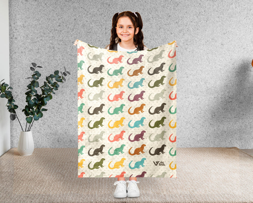 Retro Otter Blanket – Cozy Throw for Sea Life & Animal Lovers