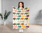 Custom Buffalo Blanket Personalized Name Wildlife Throw Retro Bison Graphic Cozy Rustic Home Decor Unique Western Gift Idea