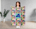 Retro New York Blanket, 4th of July Cozy Patriotic Throw, Vintage NY Lover Fleece, Empire State Inspired American Home Gift