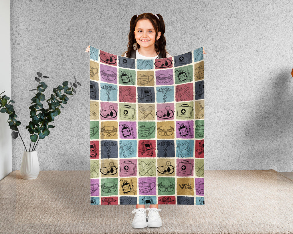 Nurse Gift Blanket, Cozy RN Appreciation Throw, Cute Nurse Graphic Blanket, Soft Fleece Medical Worker Gift for Her at Home