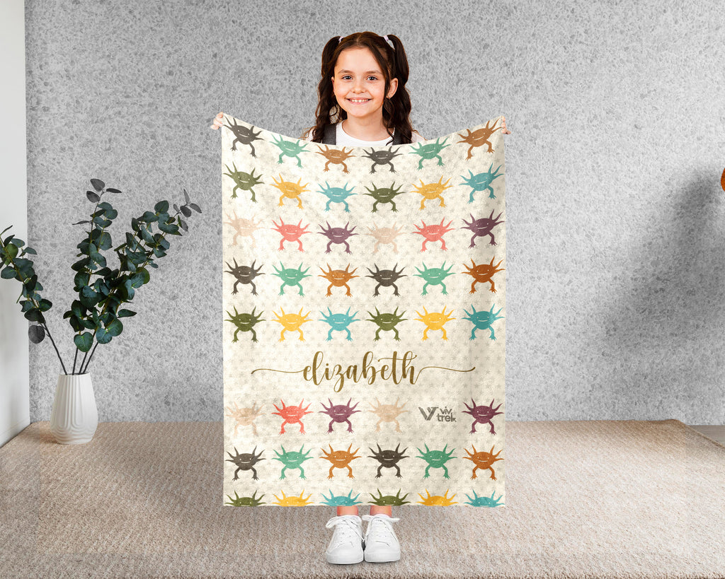 Personalized Axolotl Throw – Cute Cozy Custom Name Blanket