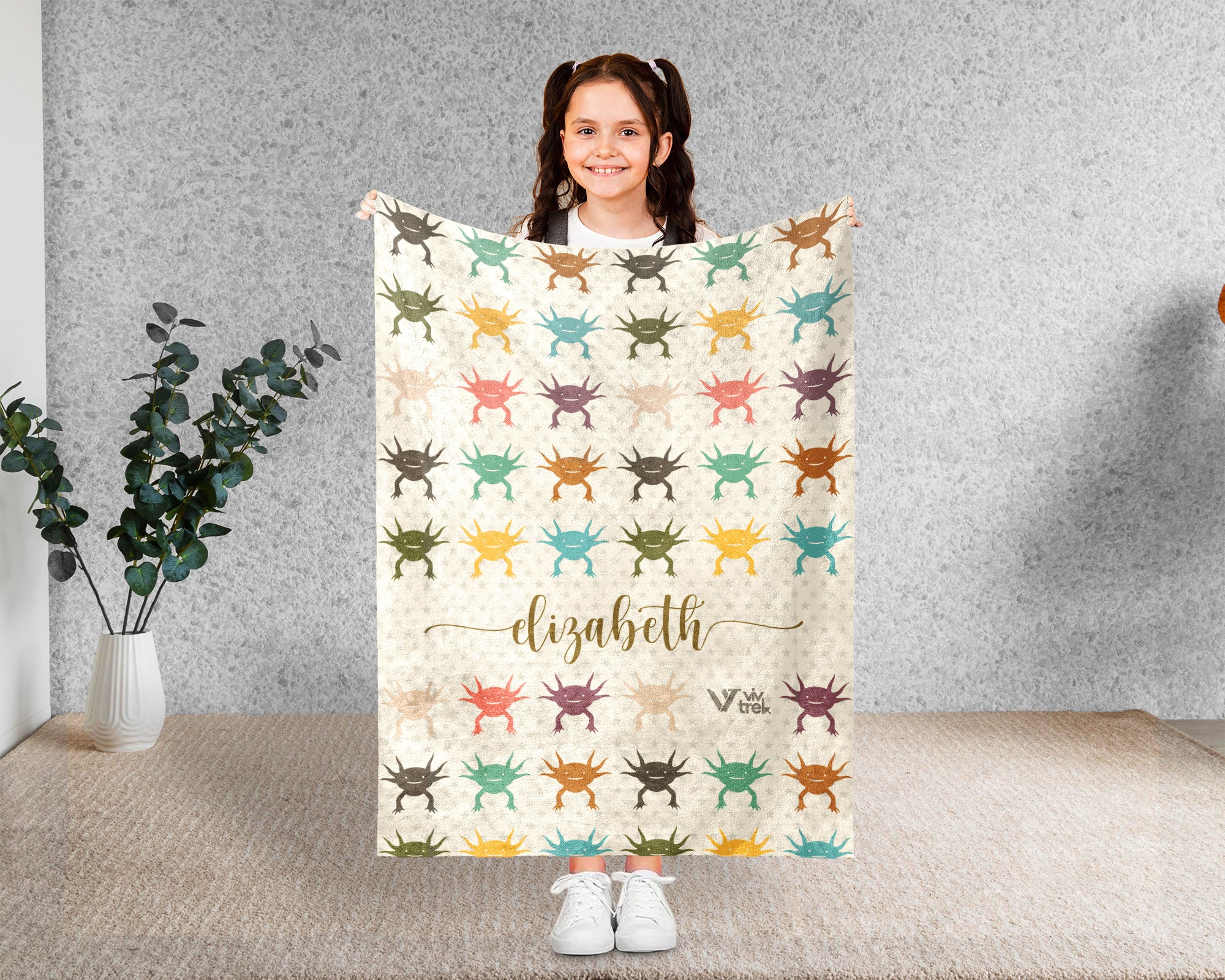 Personalized Axolotl Throw – Cute Cozy Custom Name Blanket