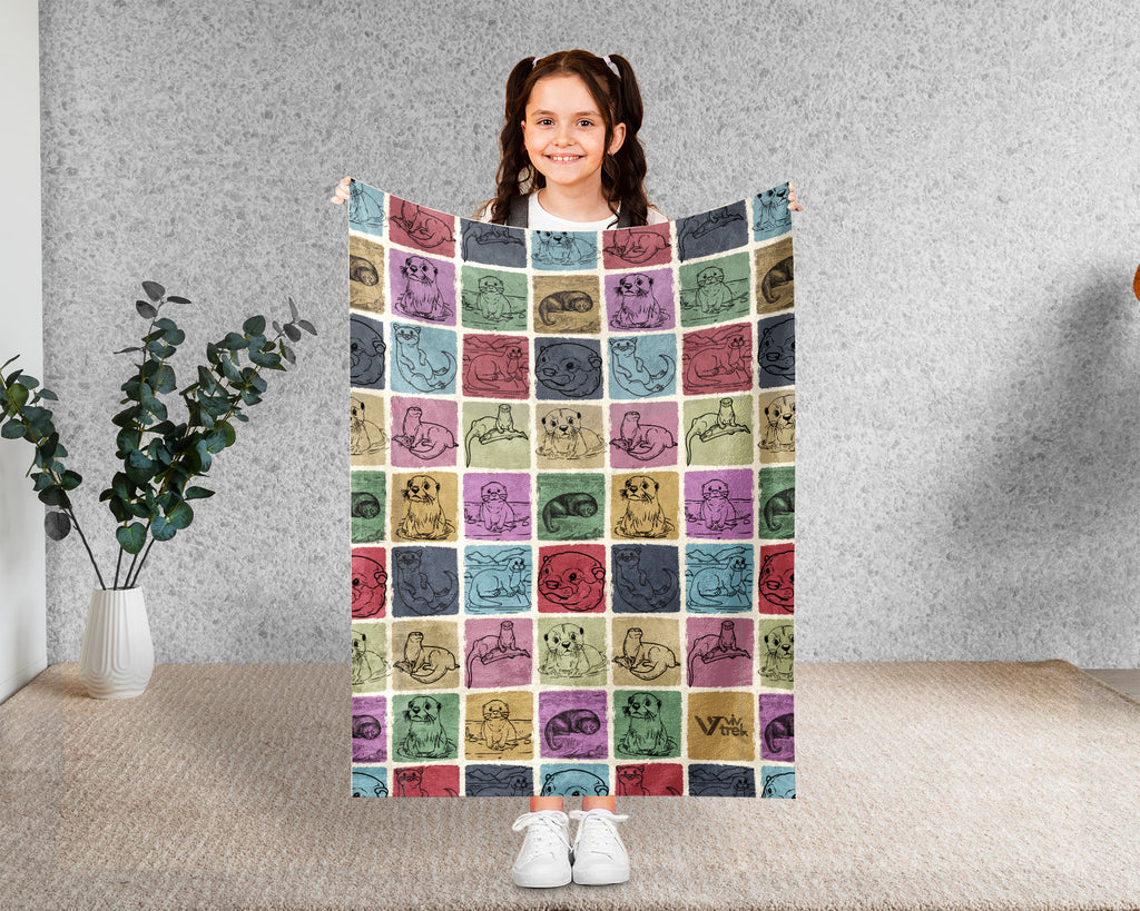 Vintage Otter Throw Blanket – Cozy Sea Life Gift for Animal Lovers