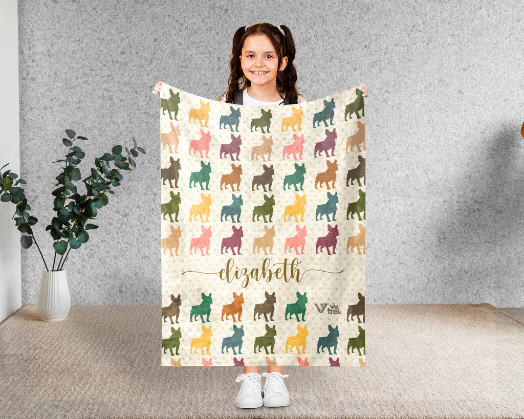 Custom French Bulldog Blanket Personalized Dog Lover Cozy Throw Gift