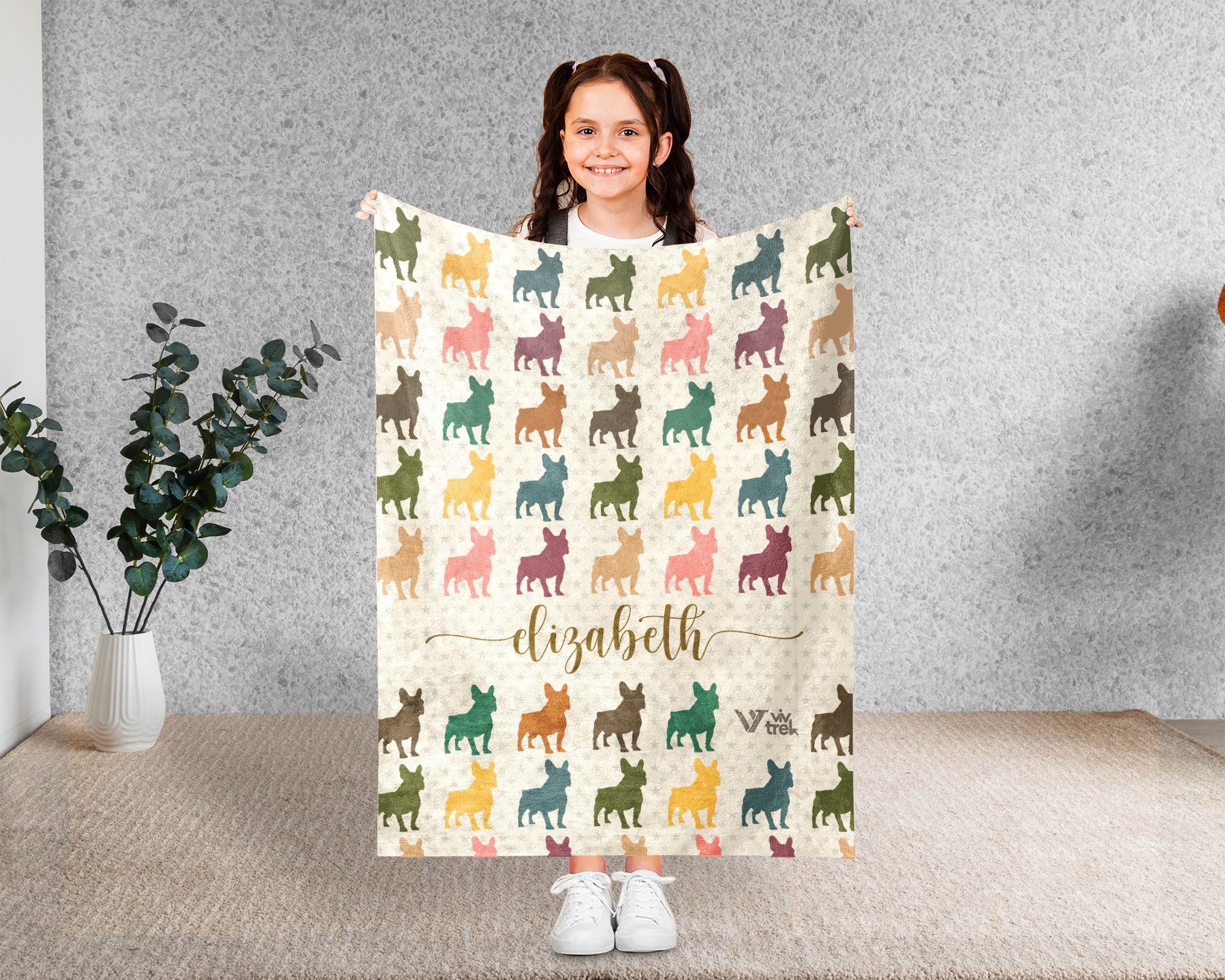 Custom French Bulldog Blanket Personalized Dog Lover Cozy Throw Gift