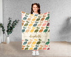 Custom Name Pelican Blanket, Cozy Retro Coastal Throw for Bird and Nature Lovers