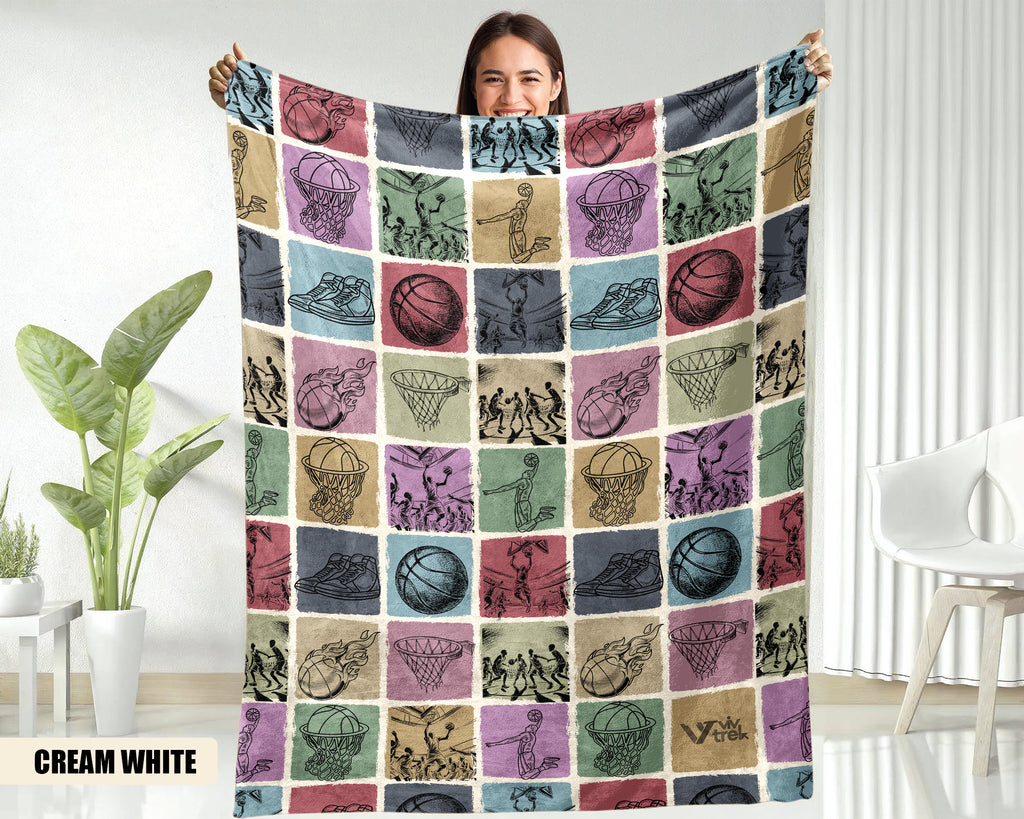Basketball Lover Blanket - Vintage Sports Gift, Retro Throw Under $50