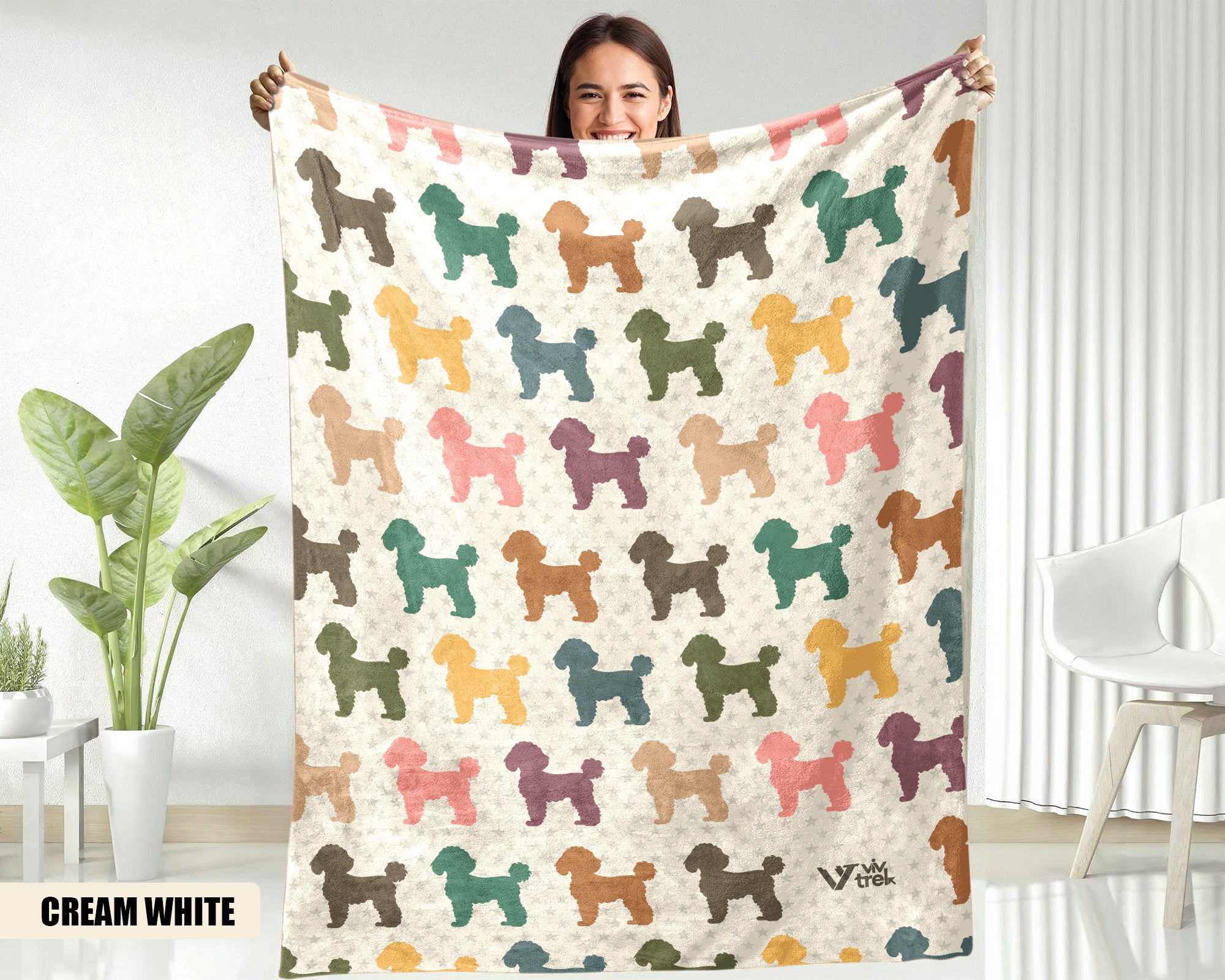 Retro Poodle Dog Blanket, Cozy Vintage Throw, Unique Gift for Dog Lovers Home