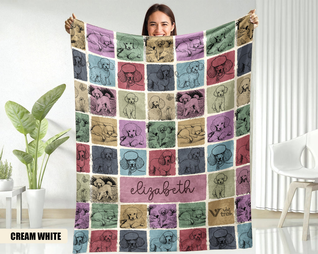 Custom Poodle Dog Blanket, Cozy Vintage Throw, Personalized Gift for Dog Lovers