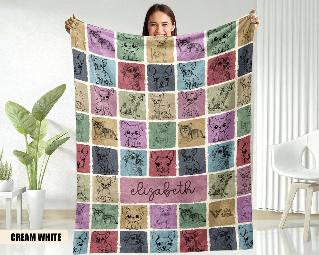 Custom Chihuahua Dog Blanket - Personalized Name Throw, Cozy Gift Under $50