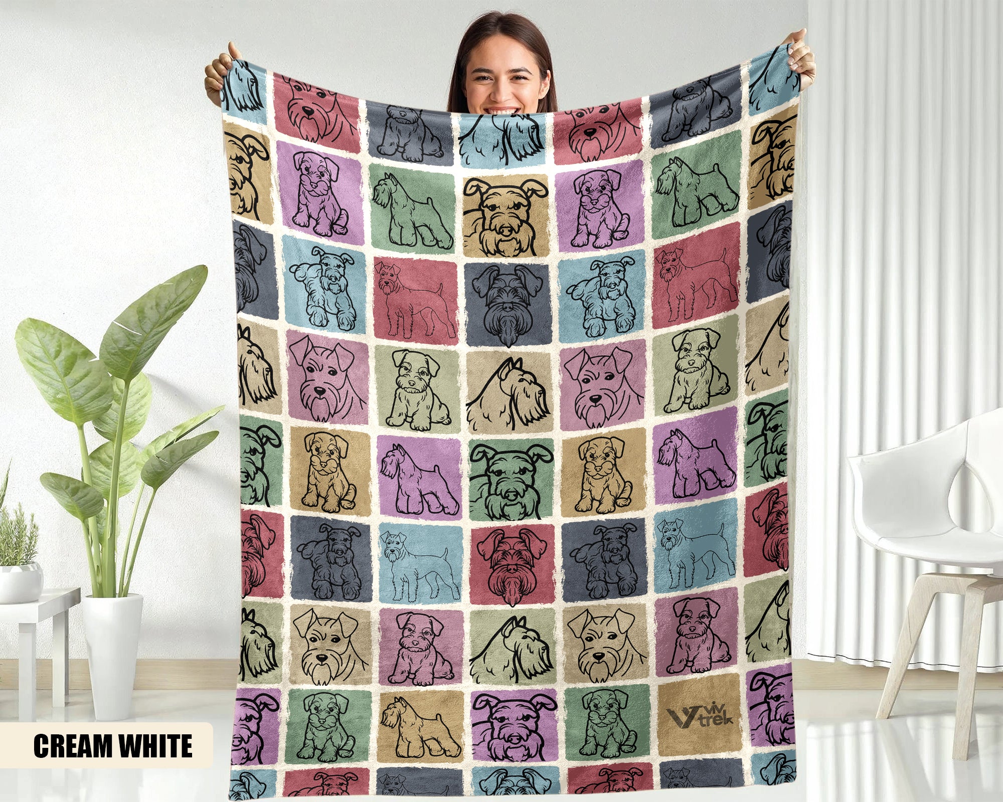 Miniature Schnauzer Dog Blanket - Vintage Dog Lover Throw, Cozy Gift Under $50