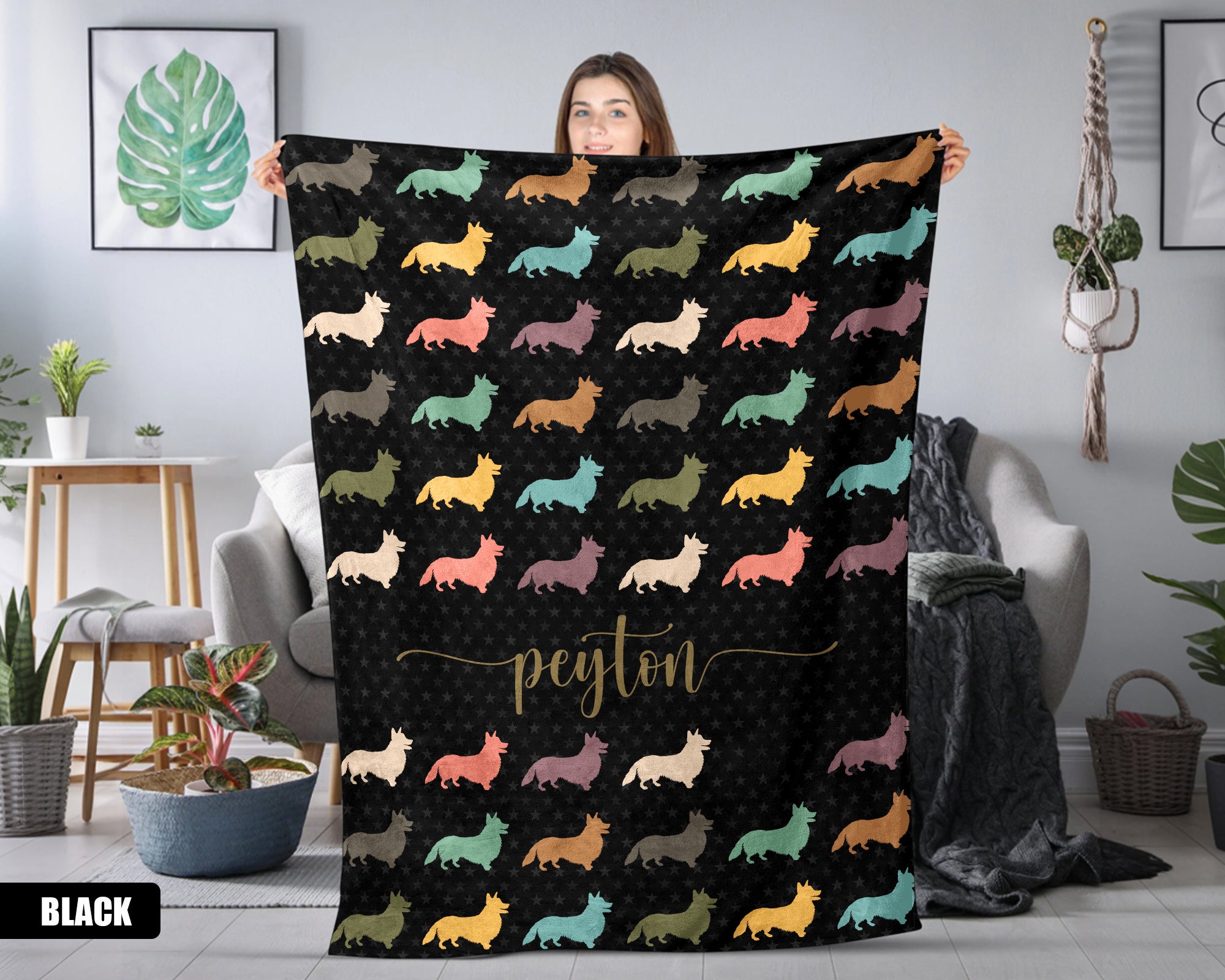 Custom Corgi Dog Blanket - Personalized Name Throw, Cozy Gift Under $50