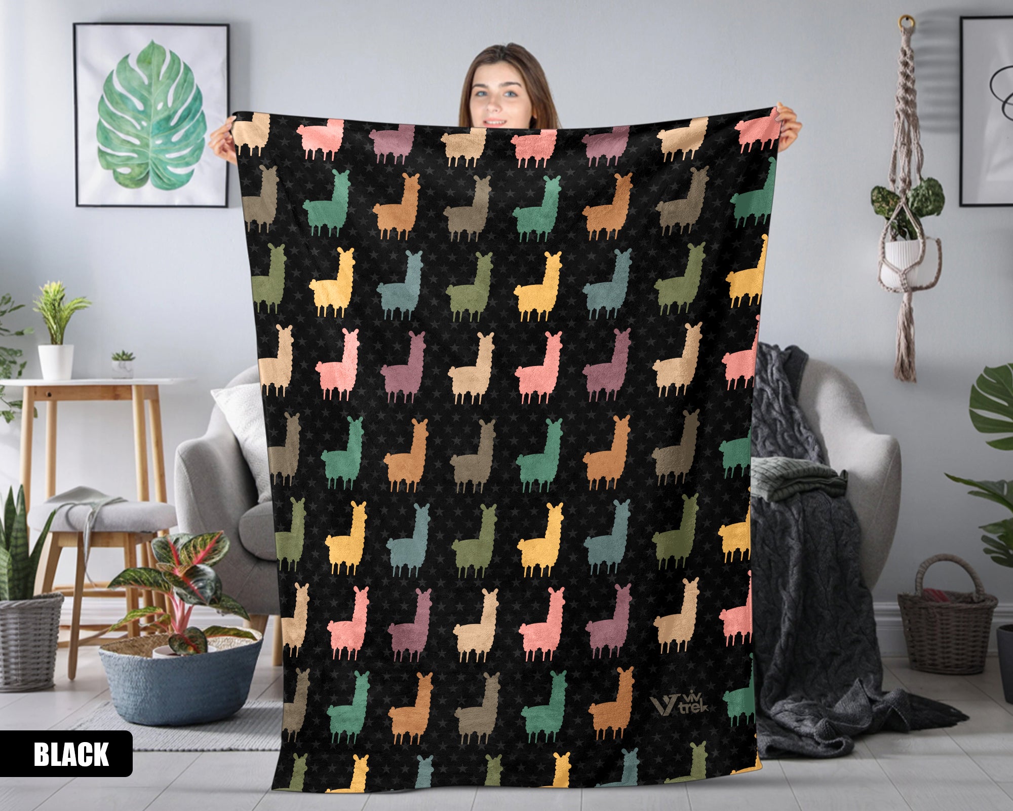 Llama Blanket - Cozy Alpaca Lover Throw, Vintage Animal Gift Under $50