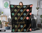 Retro Personalized Tennis Blanket, Custom Name Cozy Gift for Players
