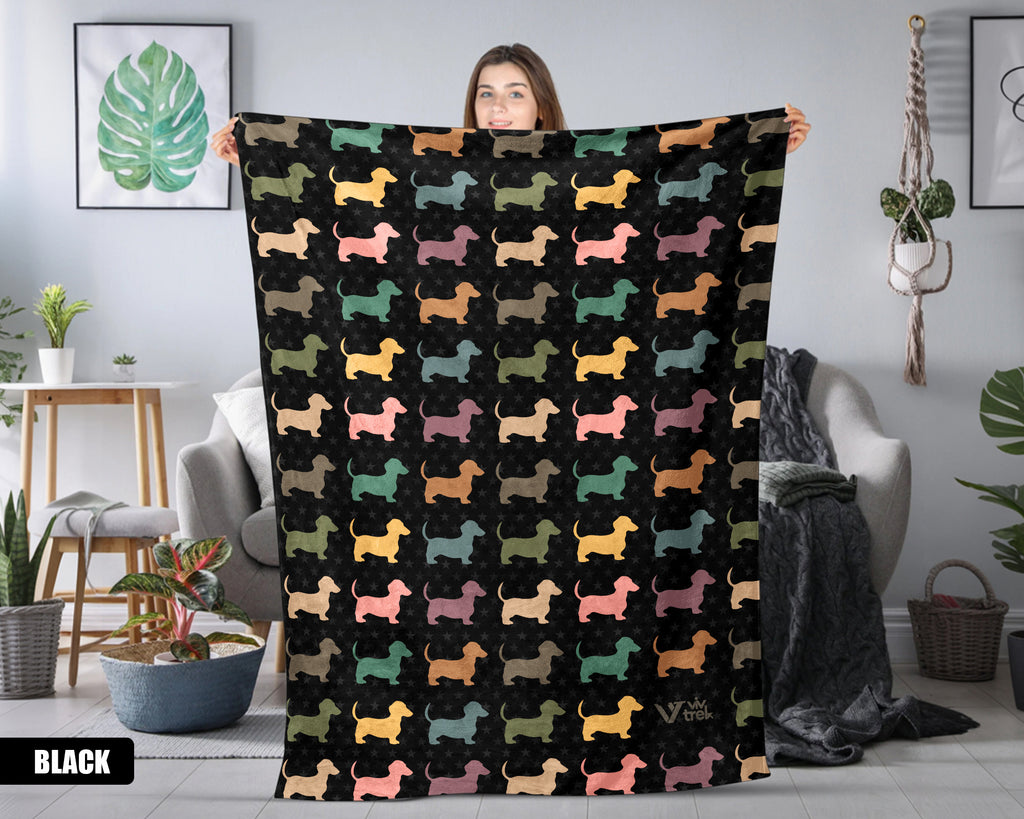 Dachshund Dog Blanket, Vintage Retro Throw, Cozy Gift for Pet & Dog Lovers