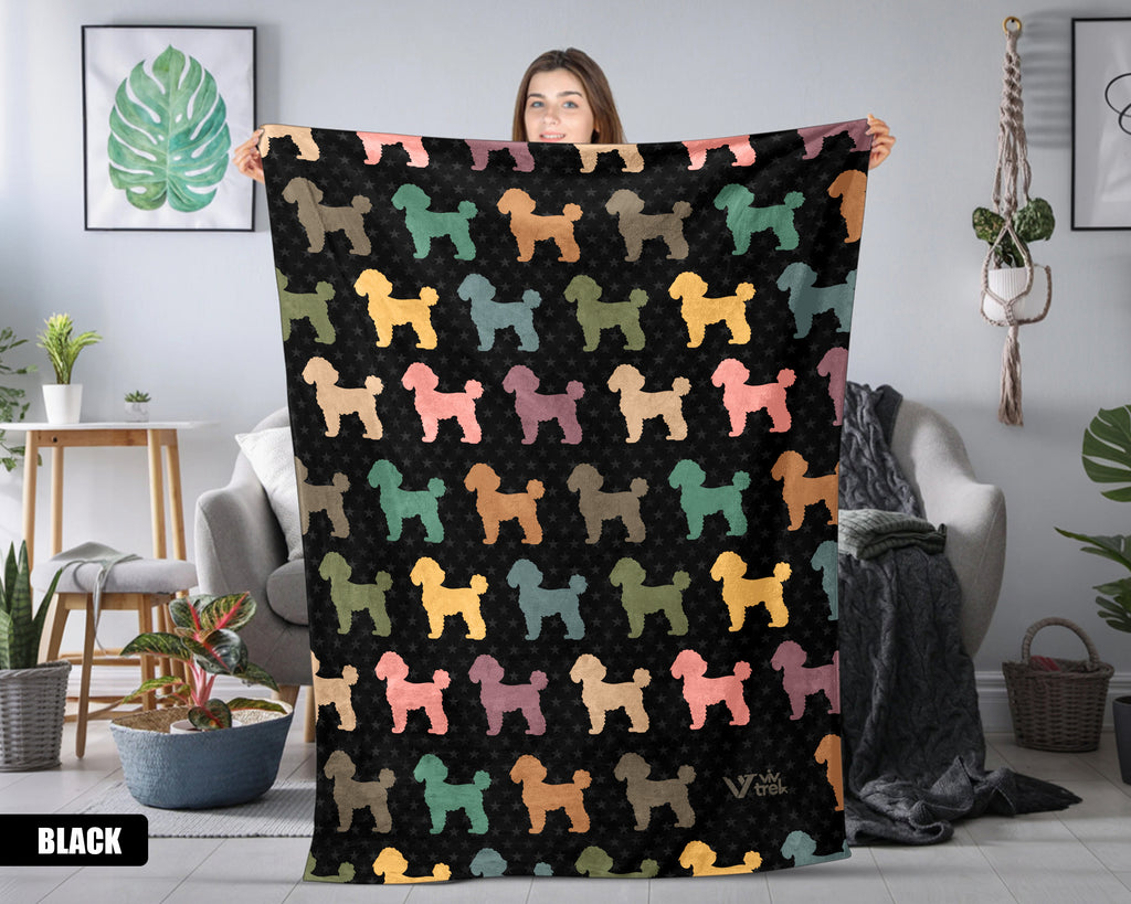 Retro Poodle Dog Blanket, Cozy Vintage Throw, Unique Gift for Dog Lovers Home