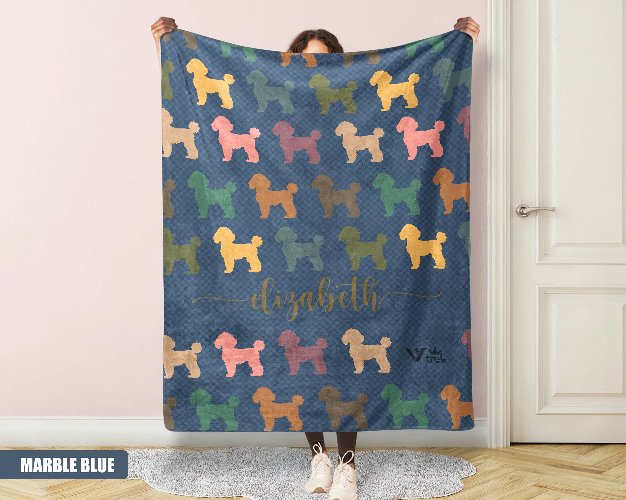 Custom Poodle Dog Blanket, Vintage Personalized Throw, Unique Gift for Dog Lovers