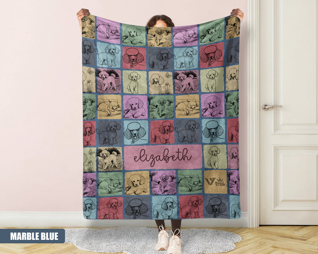 Custom Poodle Dog Blanket, Cozy Vintage Throw, Personalized Gift for Dog Lovers