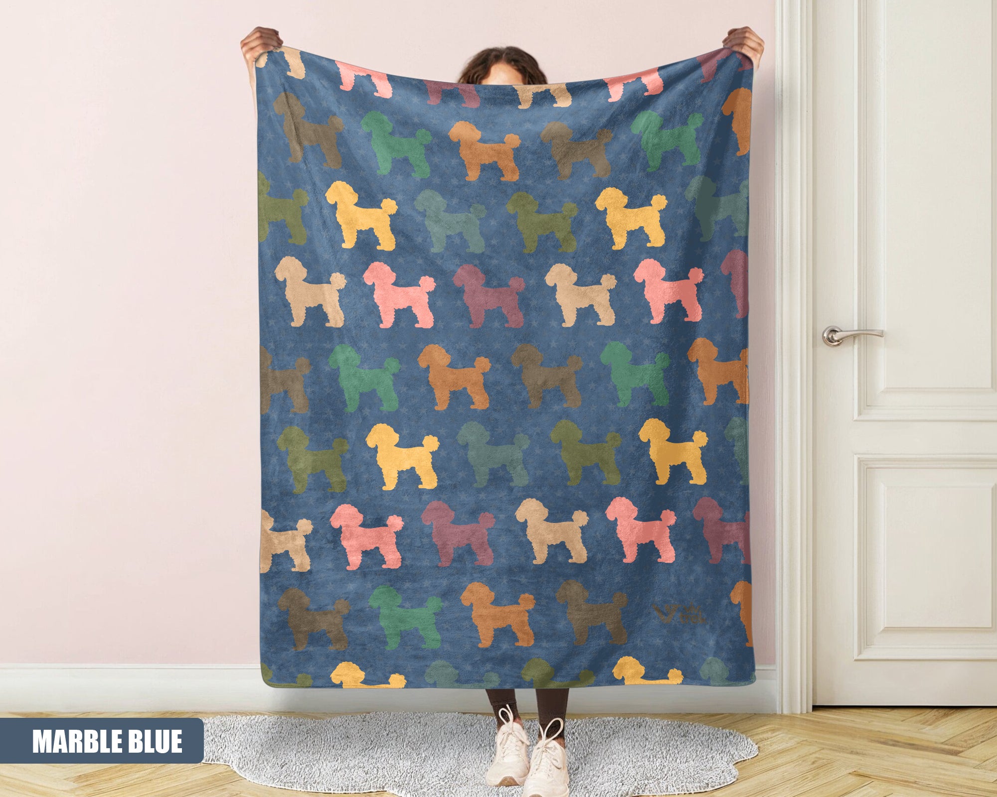 Retro Poodle Dog Blanket, Cozy Vintage Throw, Unique Gift for Dog Lovers Home