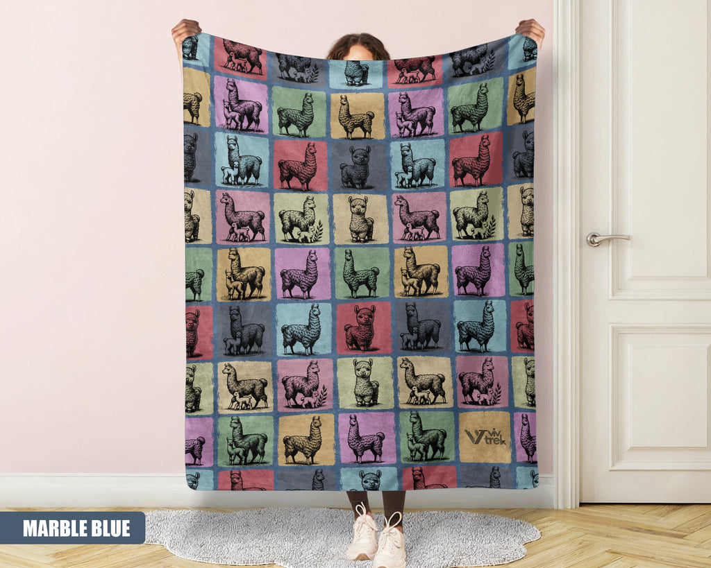 Vintage Llama Blanket - Cozy Alpaca Lover Throw, Retro Animal Gift Under $50