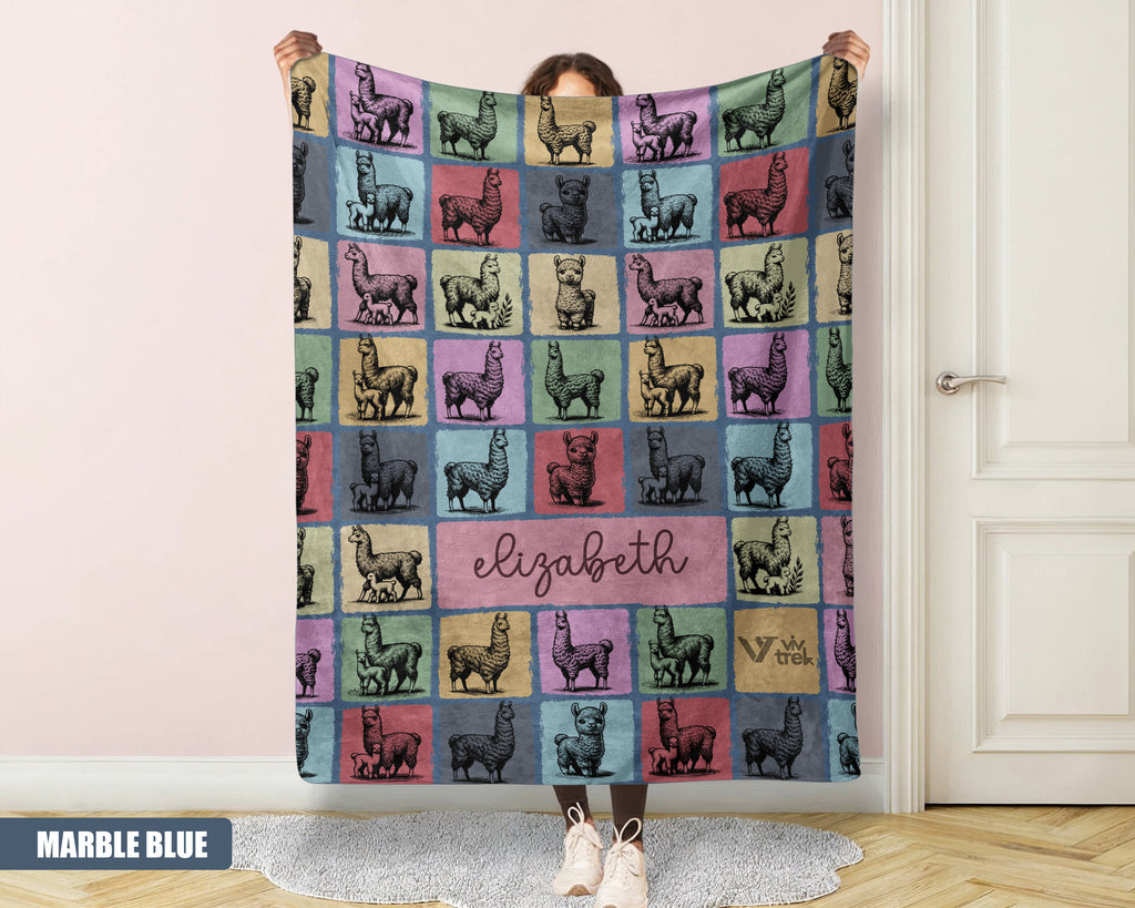 Personalized Llama Blanket - Custom Name Throw, Cozy Alpaca Gift Under $50