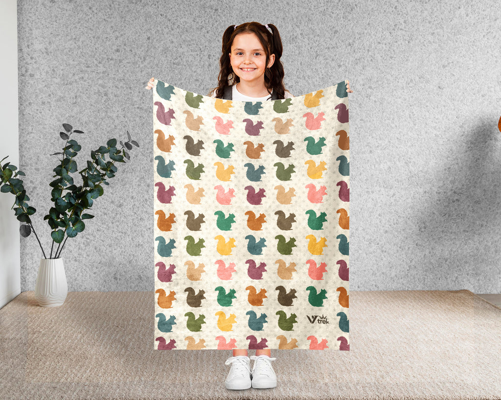 Funny Squirrel Lover Blanket Retro Woodland Cozy Nature Throw Gift