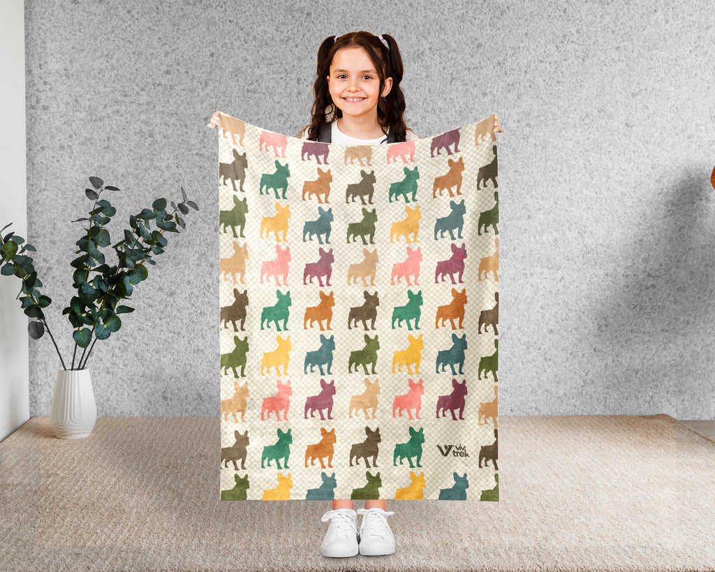 Vintage French Bulldog Blanket Cozy Frenchie Lover Throw Gift