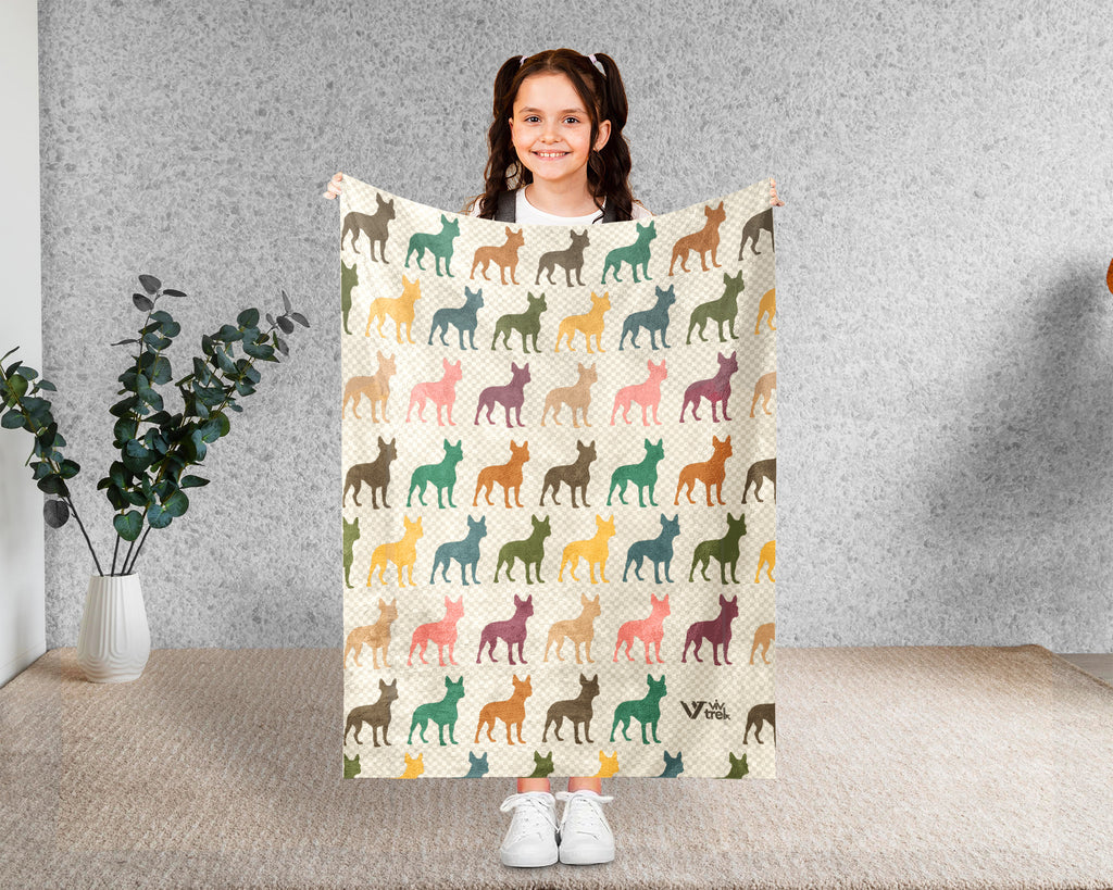 Retro Boston Terrier Dog Blanket Cozy Puppy Lover Throw Gift