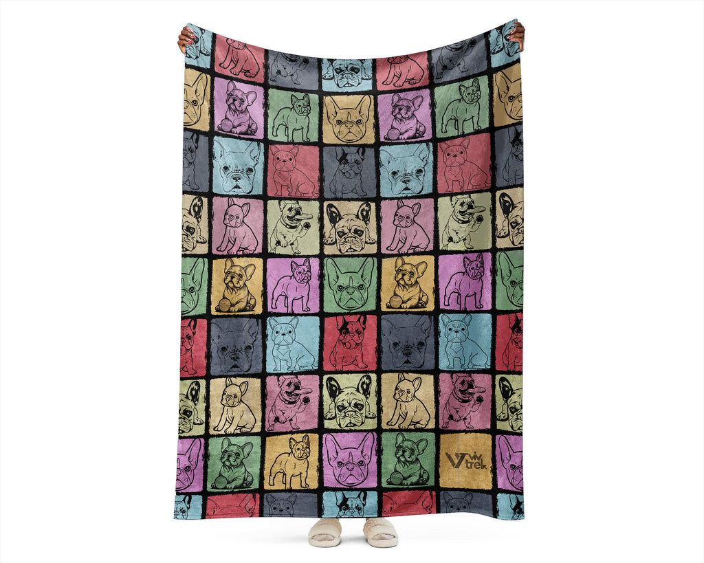 French Bulldog Lover Blanket Retro Frenchie Puppy Cozy Throw Gift