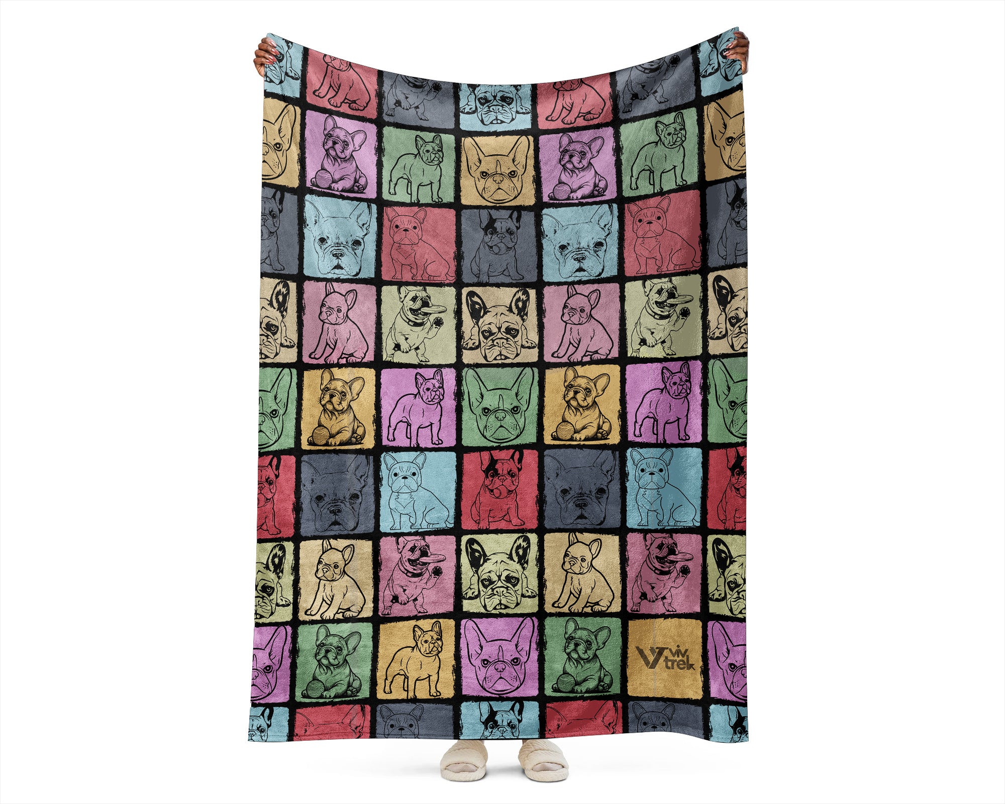 French Bulldog Lover Blanket Retro Frenchie Puppy Cozy Throw Gift