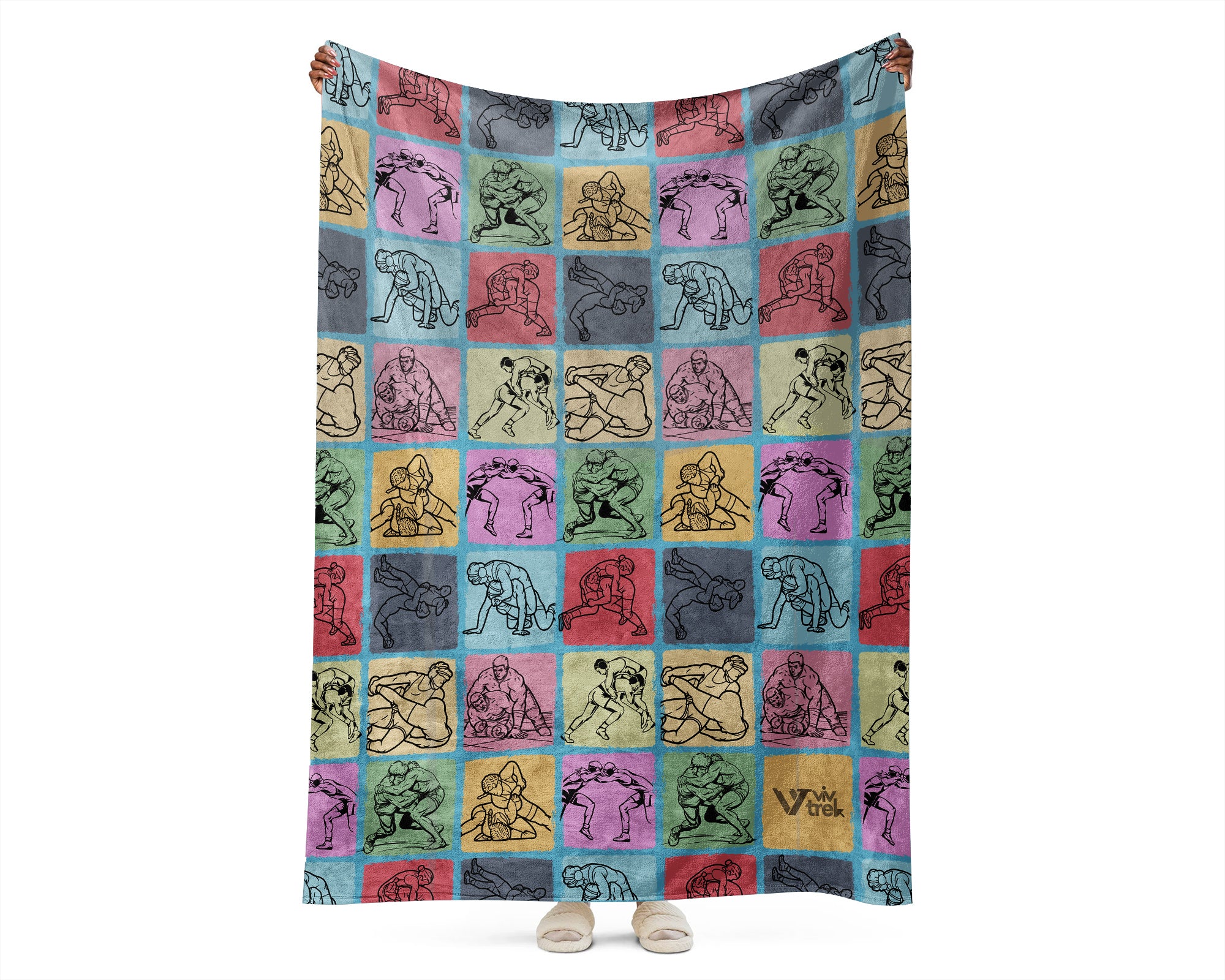 Vintage Wrestling Graphic Fleece Blanket - Retro Sports Decor Gift