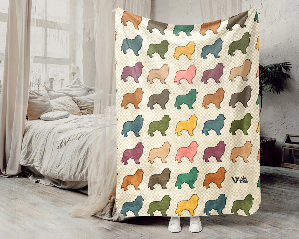 Retro Shetland Sheepdog Throw Blanket, Sheltie Dog Lover Gift, Mini Collie Cozy Home Decor and Soft Canine Accent