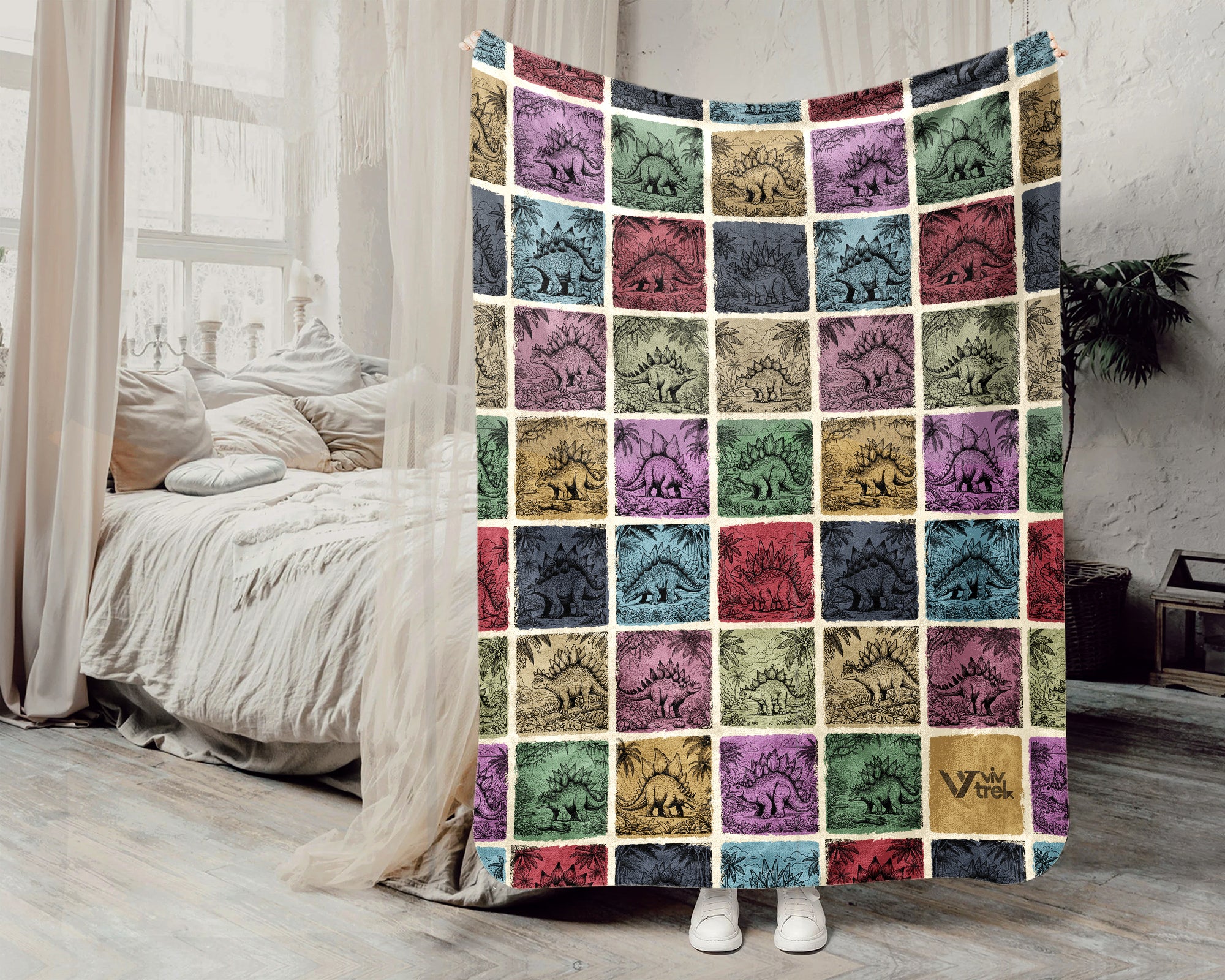 Vintage Stegosaurus Blanket Dinosaur Lover Throw Paleontology Inspired Gift Cozy Prehistoric Decor Unique Natural History Home Accent